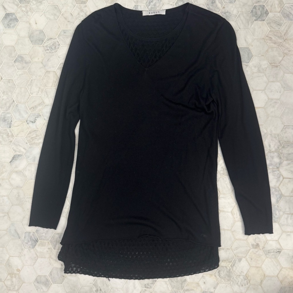 Kokun black double layer long sleeve tee